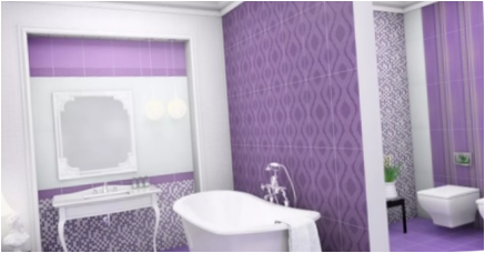 Lilac plytelės vonios kambaryje: privalumai ir trūkumai, pasirinkimas, pavyzdžiai