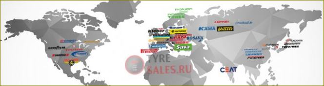 Padangų prekės ženklų žemėlapis pagal šalis