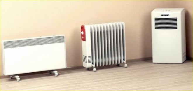 Skirtingų tipų šildytuvų modeliai