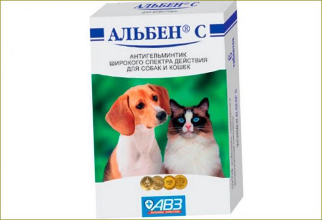 Alben C tabletės šunims nuo kirminų
