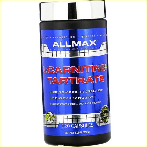 ALLMAX Nutrition, L-karnitinas ir tartratas, 120 kapsulių