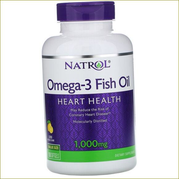 Natrol, Omega-3 žuvų taukai, natūralaus citrinų skonio, 1000 mg, 150 minkštų tablečių