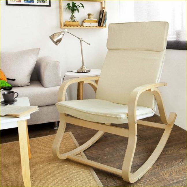 Supamasis krėslas Haotian Relax medinės kėdės audinys