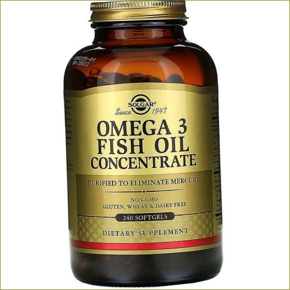 Solgar, Omega-3 žuvų taukai, koncentratas, 240 minkštųjų tablečių