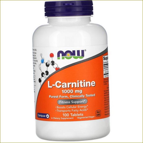 Now Foods, L-karnitinas, 1000 mg, 100 tablečių