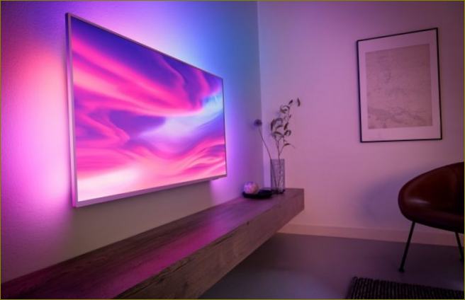 LED foninis apšvietimas televizoriuje
