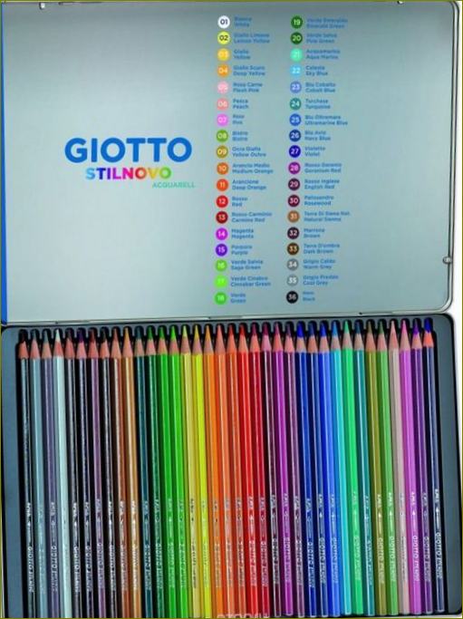 GIOTTO SCAT METALLO 36 SHT - 10 geriausių akvarelės pieštukų: įvertinimas 2022 m